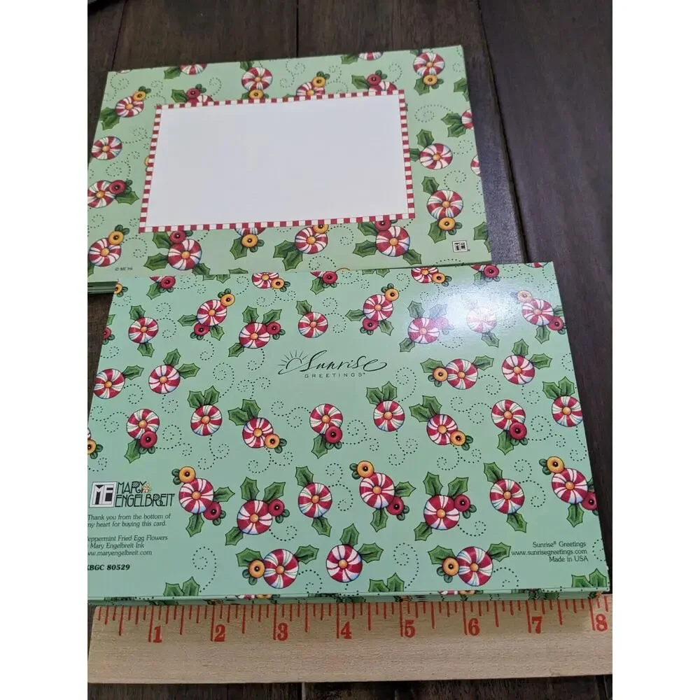 Vtg Mary Engelbreit 17 Photo Christmas Cards Envelopes Peppermint Candy Made USA